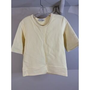 SANDRO Butter Yellow Quilted Short‎ Sleeve Top S